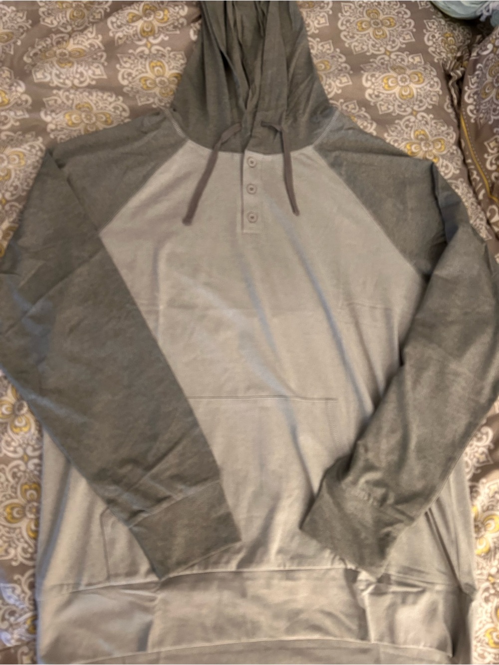 Men's Two-Tone Gray Hooded Pullover Sweater